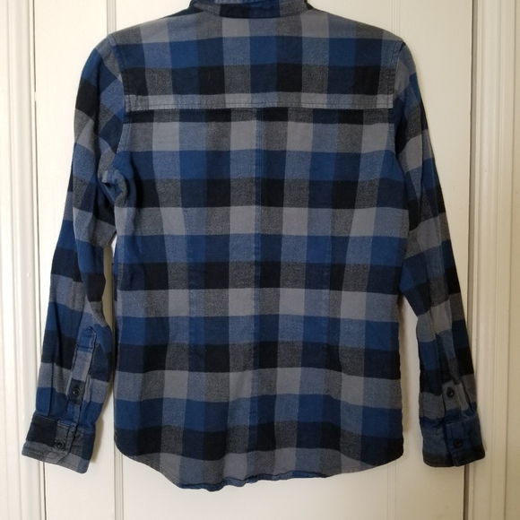 BURTON blue gray flannel long sleeve button down shirt - Picture 3 of 8
